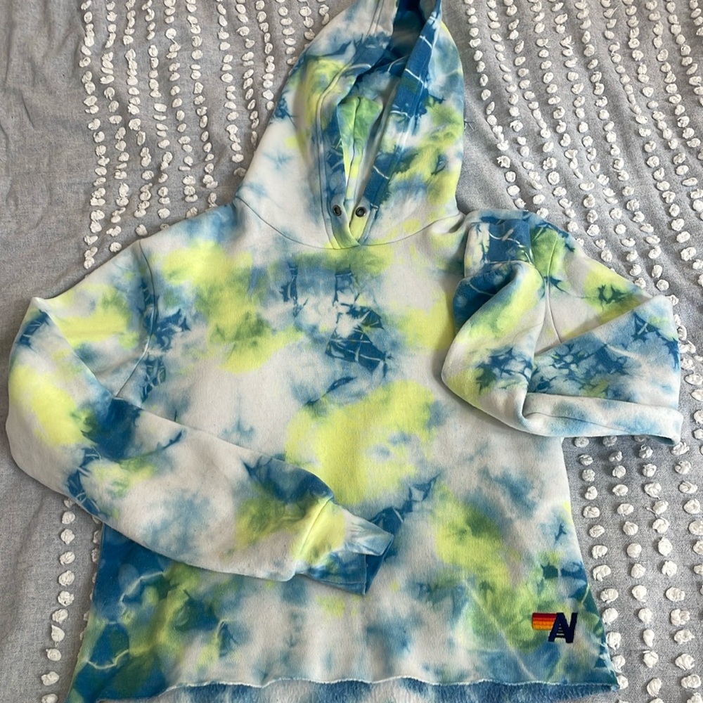 aviator nation cropped tie dye hoodie